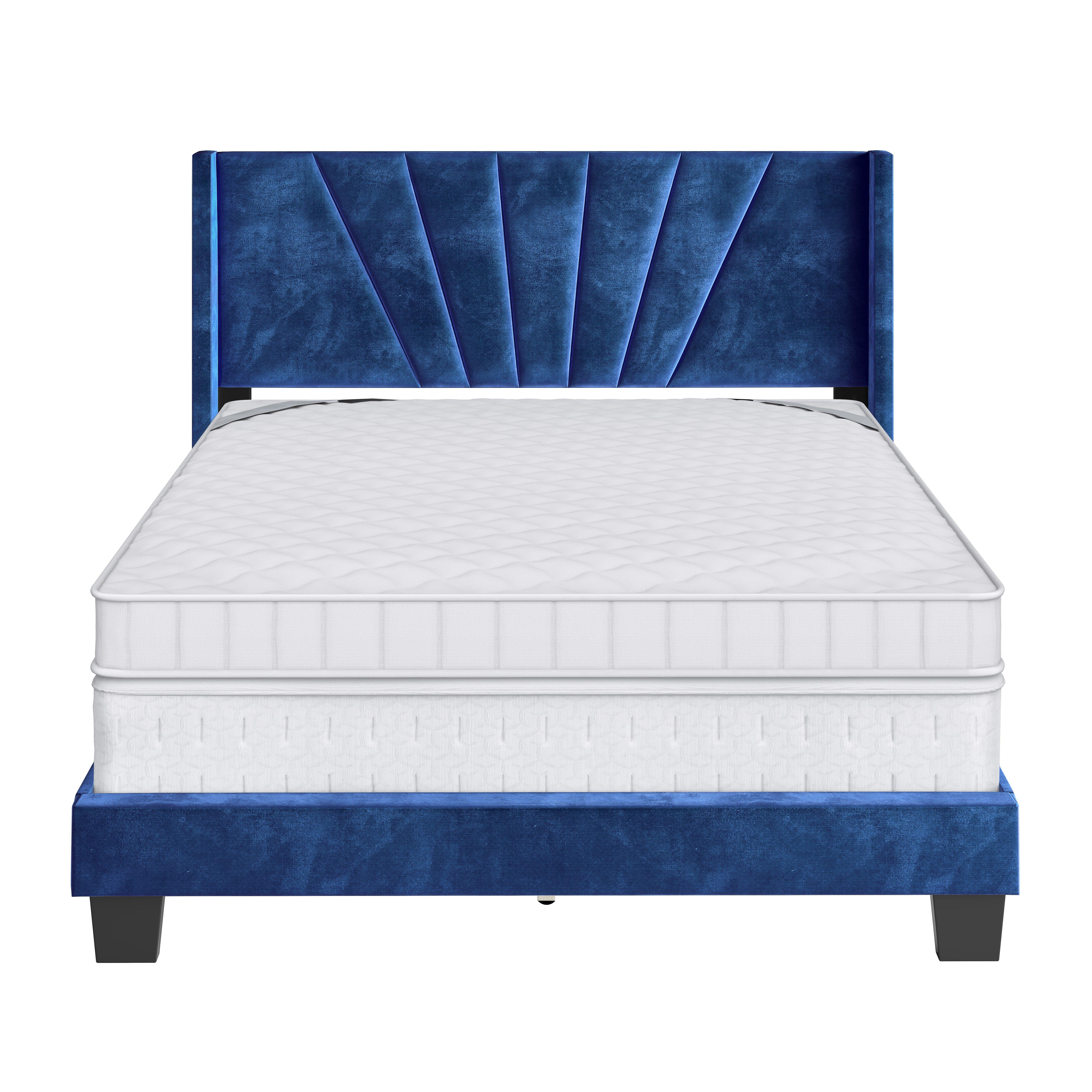 Rent to Own Boyd Sleep Valley King Ocean Blue Velvet Bed with 11